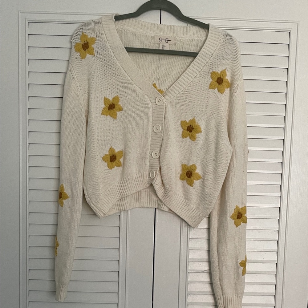 Jessica Simpson Cream and Yellow Floral Cardigan
